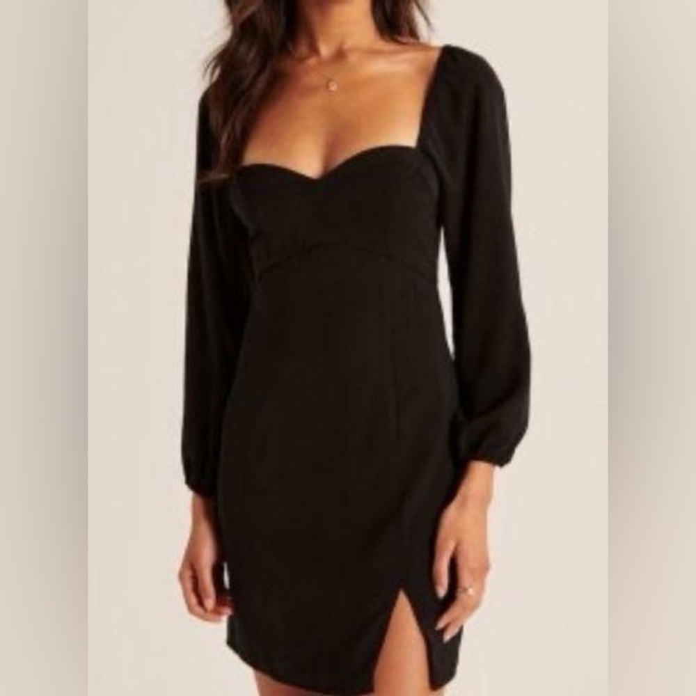 Long Sleeve Draped Bodice Mini Dress